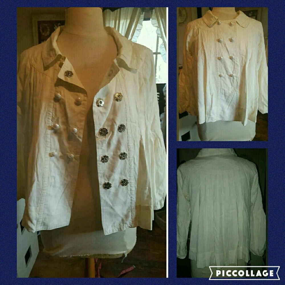 Lovestitch Trapeze Swing Jacket Bishop Sleeves military boho chic NWT